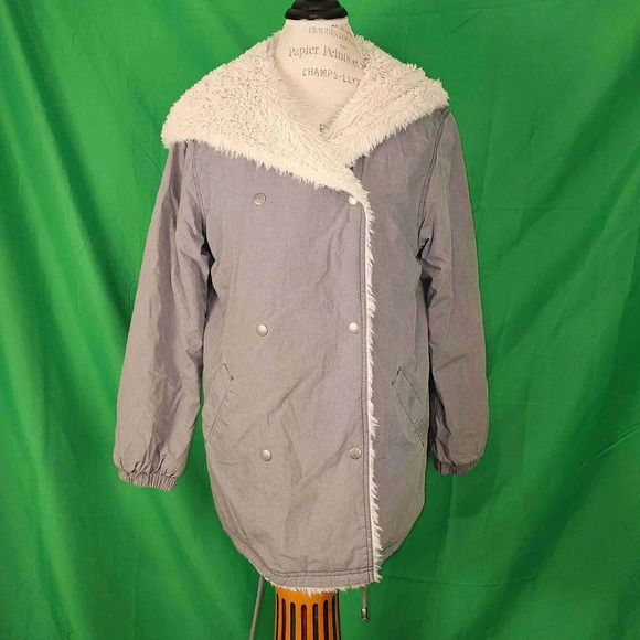 Free People Womens Gray Sherpa Lined Parka Coat XS‎ - Picture 1 of 5